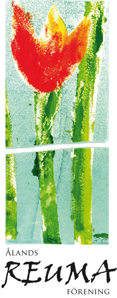 Ålands Reumaförenings logo visar en handmålad blomma