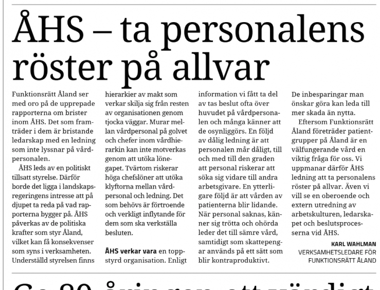 Skärmbild visar text på tidningssida