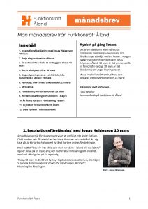 förstasida av månadsbrev med liten text